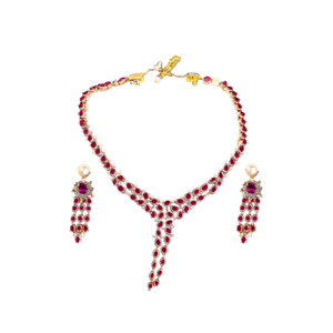 Feria CZ Designer Antique Gold Plated Pearl <b>Necklace</b> <b>and</b> <b>Earring</b> <b>Set</b> for <b>Bridal</b> Wedding - Product Image 2