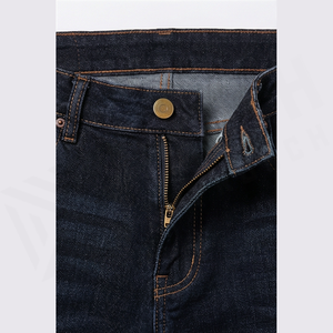 Jean en denim déchiré coupe slim délavé foncé pour homme, taille haute, jambe droite, en coton, style automne - Product Image 4