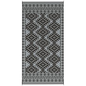Tappeto da Esterno Reversibile Nero e Grigio 9FT X 18FT, Impermeabile in Plastica Intrecciata con Borsa per il Trasporto, Bordo a Rombi - Product Image 1