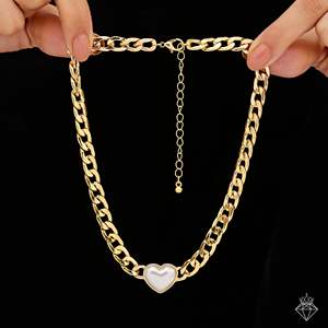 PRAO Collier chaîne pendentif cœur plaqué or anti-ternissement Colliers pendentifs fins - Product Image 1