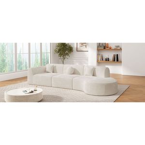 Divano Sezionale Curvo Moderno da 140 Pollici, Set da 3 Pezzi Completamente Assemblato con Chaise Longue in Spugna ad Alta Compressione per Soggiorno - Product Image 3