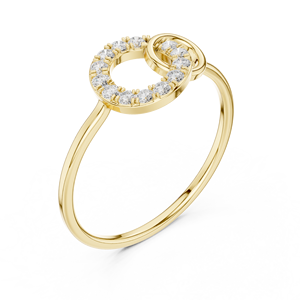 Bague de mariage ethnique pour femme GLOWIQUE en or 14 carats plaqué or, avec halo de diamants ronds taille brillant, bijoux fins - Product Image 5