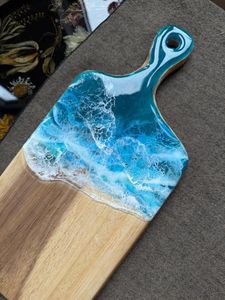 Emerald River Rectangle Resin Chopping Block with Wood <b>Knife</b> Handle-Non-Toxic Dishwasher <b>Safe</b> Easy to Clean 1.3cm Thick - Product Image 3