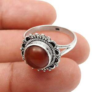 Hermoso Anillo de Cornalina con Corte Redondo, Hecho a Mano con Plata de Ley 925, Joyería Bohemia Semipreciosa para Chicas - Product Image 2