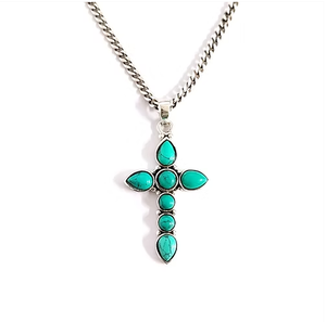 Colgante de Plata 925 Hecho a Mano con Turquesa, Diseño de Número y Cruz con Cuentas, 4.20 Gramos, Regalos Unisex para Uso Diario - Product Image 3