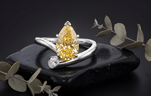 Fancy Yellow Pear Cut Lab Grown Diamond With Claw Setting Open <b>Wrap</b> Ring for Women Statement Engagement <b>Wedding</b> Jewelry - Product Image 5