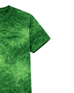 Green Ice Dye T Shirt Men Round Neck Short Sleeve Cotton Casual Streetwear Vintage Wash Custom OEM Wholesale Tee Supplier - Product Image 5
