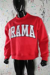 DRAMA RED <b>Mock</b> <b>Neck</b> Sweatshirt 100% WHITE Applique Embroidery wide <b>neck</b> Sweatshirt Finer Threads - Product Image 3
