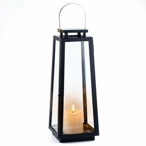 <b>Black</b> Iron <b>Lantern</b> <b>Candle</b> Holder Heat Resistant Home Decoration - Product Image 1
