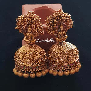 Fashion Drop Earrings Goddess Lakshmi Style Big Jhumki Earrings - Product Image 2