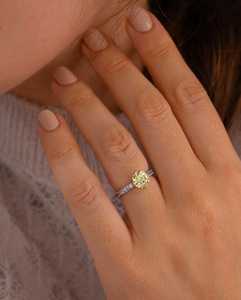 1.00CT Fancy Yellow Round Cut Diamond Popular Ring IGI Certified Lab Grown With 925 Silver <b>Brides</b> <b>Jewelry</b> <b>for</b> Gift - Product Image 2
