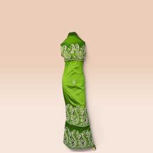 Hot Pink Luxury Beaded George <b>Fabric</b> with Silver Cutwork Embroidery for Nigerian Wedding & Party Wear - Product Image 2