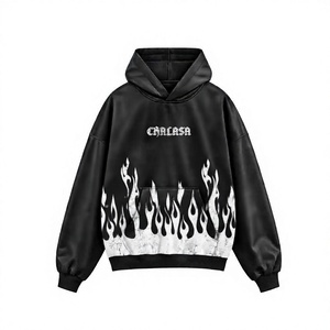 Sudadera con Capucha CHALASA Oversize con Estampado de Llamas, Unisex, Estilo Urbano, con Bolsillo Canguro - Product Image 1
