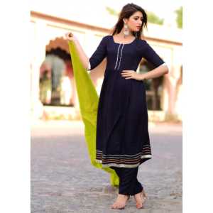 Conjunto de traje de gasa azul para mujer con dupatta Gotta Jaal - Talla XS - Product Image 2