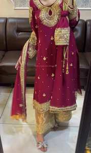 ชุดผู้หญิงลายหมาจิ้งจอกหนักประดับเลื่อมงานปักลายเข้ากันกับผ้าไหม GMY plazzo และ codding Work dupatta - Product Image 3