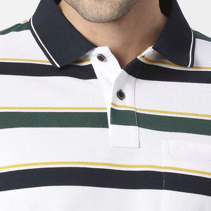 Polo de Manga Corta a Rayas para Hombre, Estilo Casual, Corte Regular, Blanco, Azul Marino, Verde, Amarillo, Diseño con Bolsillo - Product Image 6