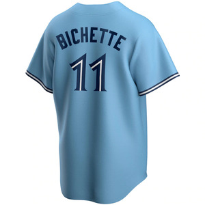 Maillot de baseball bleu pour homme avec logo personnalisé, manches courtes, boutons sur le devant, logo brodé, coupe classique, polyester, col en V - Product Image 2