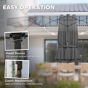 Sombrilla de Jardín de Doble Cara con Luces Solares LED, Sombrilla para Patio, Sombrilla Gris para Uso en Exteriores - Product Image 6