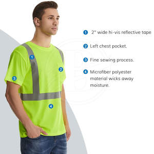 Camiseta de Seguridad Reflectante de Alta Visibilidad con Logotipo Personalizado de Nuevo Diseño, Camiseta de Trabajo de Media Manga para Hombre - Product Image 4