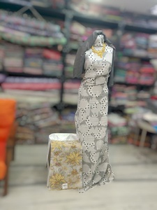 Vestido de Novia Ecológico de Lujo con Tejido Dirac Alemán, Estampado Floral Amarillo y Shaash a Juego |   Ropa de Fiesta para Chicas y Mujeres - Product Image 6