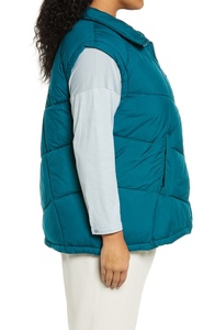 Winter Custom <b>Cropped</b> Sleeveless Women's Waterproof Breathable Windproof <b>Zip</b>-<b>Up</b> Quilted Padding Eco-Friendly Canvas Reversible - Product Image 5