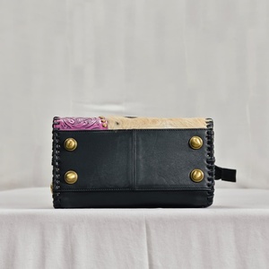 Bolsos de Hombro de Cuero Genuino para Mujer, Ligeros, de Alta Calidad, con Panel Floral Repujado, Asa Superior y Cierre de Cremallera, Más Vendidos - Product Image 3