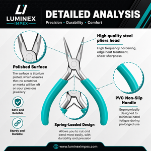 LUMINEX IMPEX LUB=113 <b>Long</b> <b>Nose</b> Stainless Steel Lightweight Smooth Work Jewelry Making Polishing Pliers for Bracelet Making DIY - Product Image 3