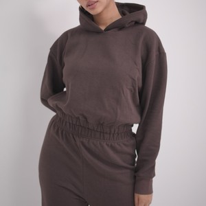 Conjunto Deportivo con Capucha para Mujer, Manga Larga, Color Sólido, Pantalones Casuales Holgados, Otoño, 100% Algodón, Transpirable, Cintura Elástica - Product Image 6
