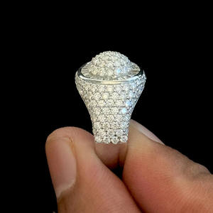 Baguette and Round Cut Moissanite Diamond Unisex Halo Engagement <b>Ring</b> Iced Out Style Hip Hop <b>Ring</b> <b>925</b> Sterling <b>Silver</b> Jewelry - Product Image 5