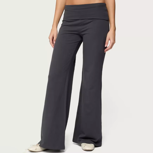 <b>Men</b> High Waist Wide Leg Pants <b>Elastic</b> Waist Knitted Breathable Casual Flared <b>Trousers</b> Summer Lightweight Spandex Nylon - Product Image 3
