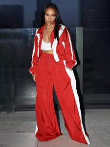 Manufacture Custom Baggy <b>Windbreaker</b> Oversized <b>Women</b> Tracksuit High Quality Loose Fit With Drawstring Closure And White Panels - Product Image 3
