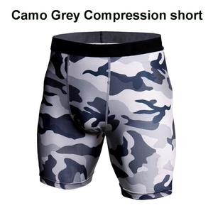 Pantalones Cortos de Compresión Color Gris Camuflaje para Hombre, Cintura Media, Secado Rápido, Spandex, Poliéster, Deportivos, Cintura Elástica, Estampados - Product Image 1