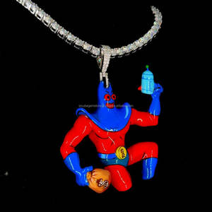 Personalizado privado Hip Hop joyería colgantes 3D dibujos animados trabajo hecho a mano artesanía diamante redondo Moissanite letra Iced Out colgante - Product Image 2