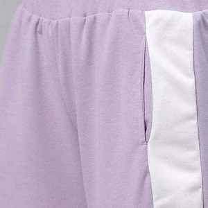 Ensemble de survêtement violet pour femme, manches longues, col rond, coupe ample, respirant, en polyester et coton, sweat-shirt et pantalon, tenue décontractée - Product Image 6