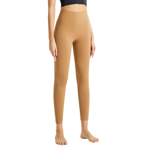 High Waist Full Length Yoga <b>Leggings</b> <b>Seamless</b> Solid Color Spandex Nylon Elastic Waist Pants - Product Image 1
