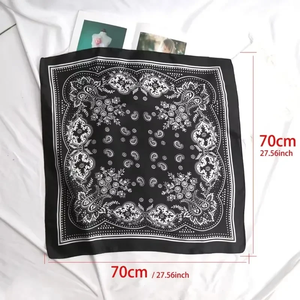 Pañuelo para mujer de 70 cm, negro, estilo hip hop, bandana, pañuelo con estampado paisley, hiyab, accesorio para la cabeza, pañuelo para el pelo, pañuelos cuadrados, pañuelo estampado - Product Image 2