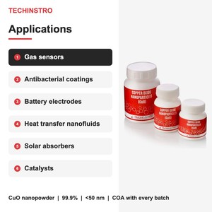 TECHINSTRO Kupferoxid-Nanopartikel CuO-Nanopulver 99,9% <50 nm für Gassensoren Batterieelektroden Forschung - Product Image 4