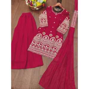 Party Wear Top-Bottom y Dupatta Set Lentejuelas Bordado Trabajo Talla XL - Product Image 1