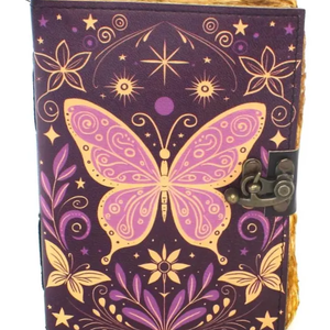 Carnet en cuir imprimé papillon 5 x 7 pouces avec papier à bords festonnés, fait main, style vintage, pour journal intime et écriture, idéal comme cadeau - Product Image 5