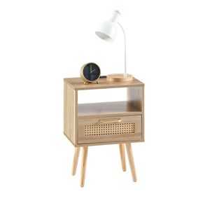 15.75 \ "moderno tavolino in legno massello in Rattan con presa di corrente porte USB comodino tavolino per soggiorno camera da letto - Product Image 3