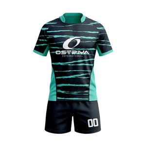 Tenue de volley-ball personnalisée avec logo imprimé sur le devant, 100% polyester, séchage rapide, manches courtes, ensembles de volley-ball - Product Image 1