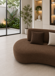 Juego de Sofás Curvos Sudut Luna Marrón, Estilo Moderno y Minimalista, Tela Premium Ecológica, Muebles para Sala de Estar y Apartamento, para Uso en Hoteles - Product Image 5