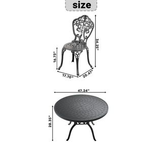 Set da Pranzo da Esterno in Alluminio Pressofuso a 5 Pezzi per Tutte le Stagioni, Arredamento da Giardino con Telaio Nero - Product Image 4