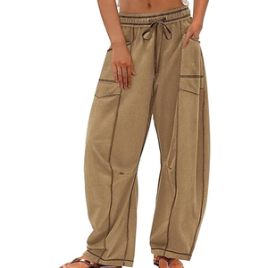 Women Street Style Cargo Sweatpants Wide Leg Pants High Waist <b>Drawstring</b> Casual Loose Fit Joggers - Product Image 3