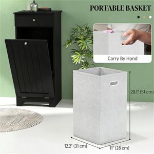 Mobiletto Portabiancheria Nero con Funzione Lavanderia per Bagno - Product Image 2