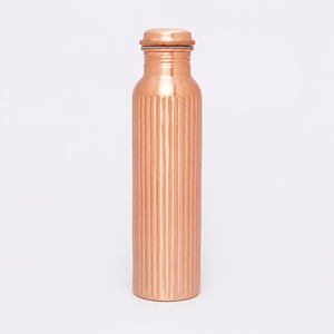 Ribbed Copper Water <b>Bottle</b> Pure Copper <b>Drinking</b> <b>Bottle</b> for Home Office Gym Yoga Travel and Daily Use - Product Image 1