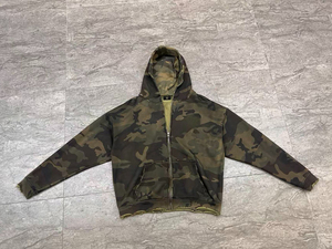 Nueva Sudadera con Capucha Personalizada, 100% Algodón, 420GSM, Felpa Francesa, Impresión DTG, Cierre de Cremallera, Camuflaje, Lavado Ácido, Estilo Desgastado - Product Image 2