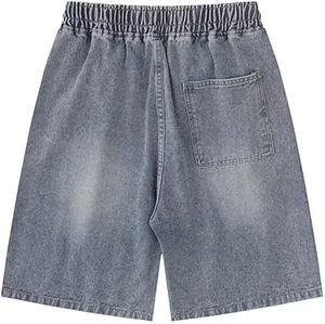 กางเกงขาสั้นผ้ายีนส์สีน้ำเงินสำหรับผู้ชายอินเทรนด์ทรงสลิมฟิตลำลองสไตล์สตรีทฤดูร้อนผ้าเนื้อนุ่ม - Product Image 2