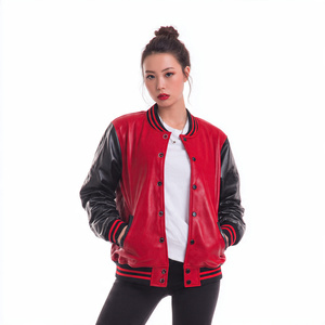 Loose Fit Crew Neck Varsity <b>Jacket</b> Women Street Fashion 100% Wool Baseball Varsity <b>Jackets</b> Women's Oversize Varsity <b>Jacket</b> - Product Image 6