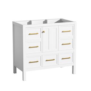 Mobile bagno da 36 pollici con telaio in legno massello, 5 cassetti, autoportante, senza lavabo, chiusura ammortizzata - Product Image 5